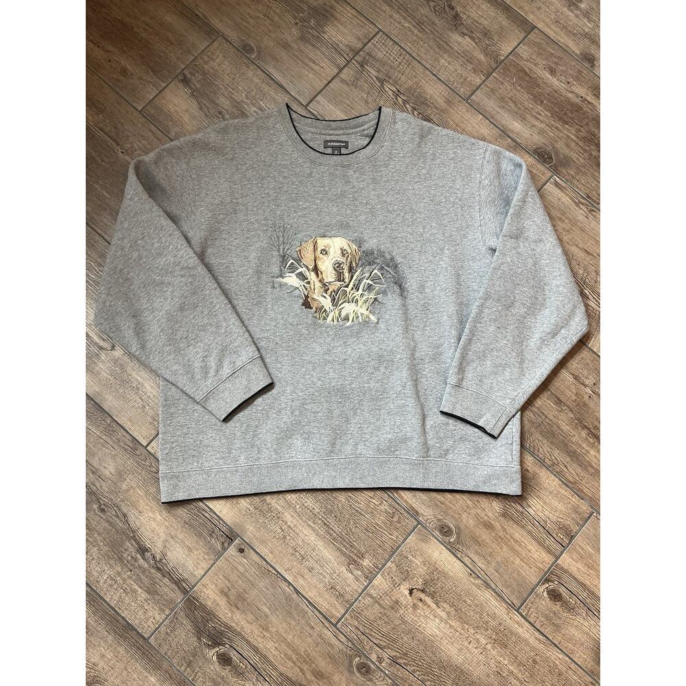 Croft & Barrow Embroidered Yellow Lab Gray Sweatshirt‎ Men's Size XL